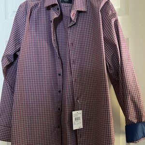 Nordstrom Red and Blue Casual Button Down Shirt 16.5 neck, 33/34 sleeve